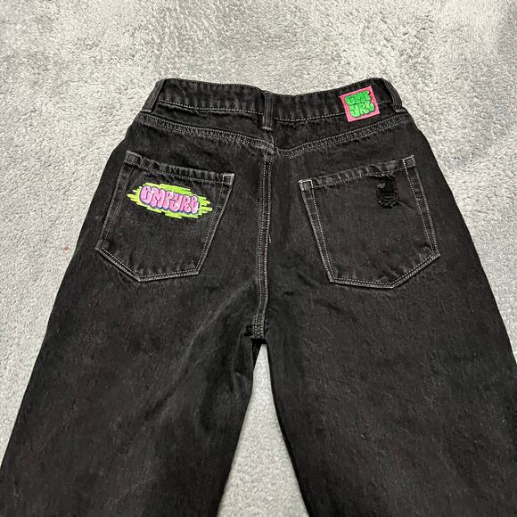 Empyre Jeans Womens 2 (25x29) Black Baggy Skater Distressed - Picture 4 of 10
